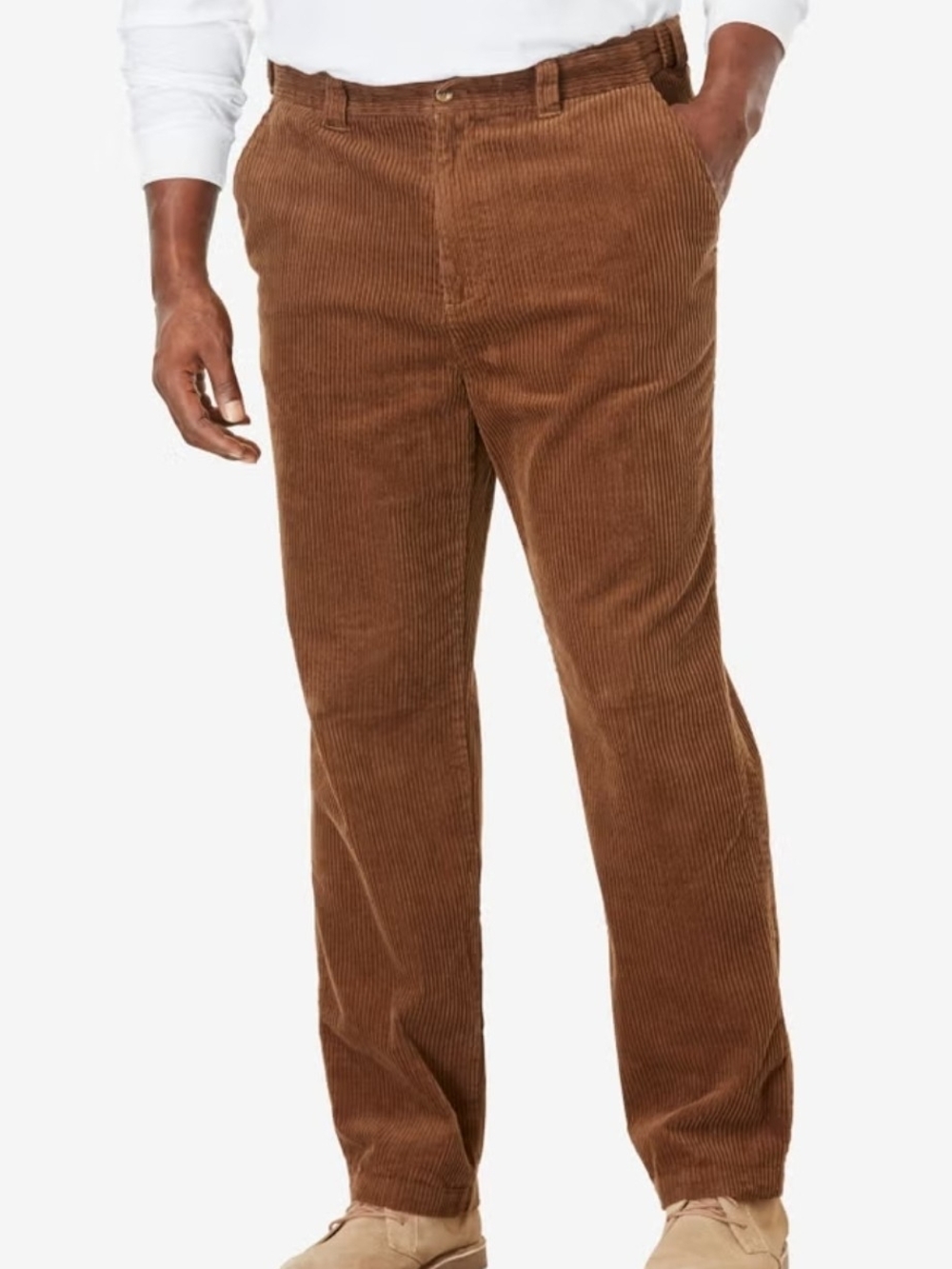 Men's Corduroy Straight-Leg Pants in Brown